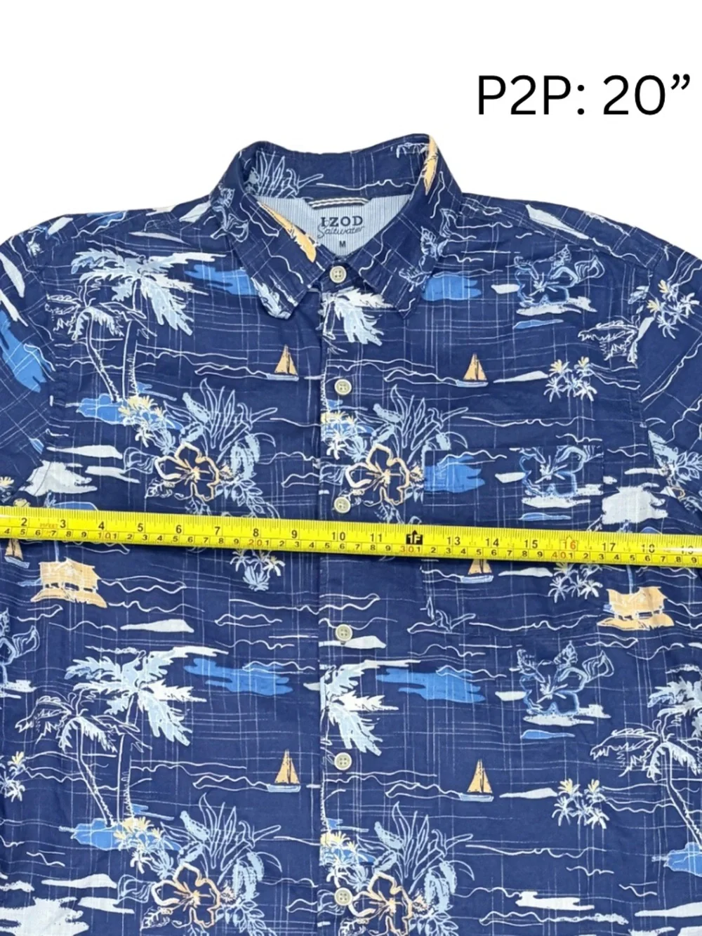 IZOD Saltwater Men’s Size M. Tropical 100% Cotton - Picture 7 of 8